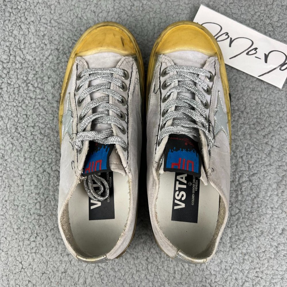 Golden Goose Womens 7 37 Shoes Grey Silver Velvet V Star 2 VSTAR2 Low Sneakers 4 - Picture 6 of 14